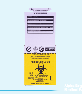 Cutii carton 10,5 L pentru incinerare cu sac galben inclus BIOSAFE
