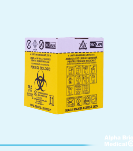 Cutii carton 10,5 L pentru incinerare cu sac galben inclus BIOSAFE