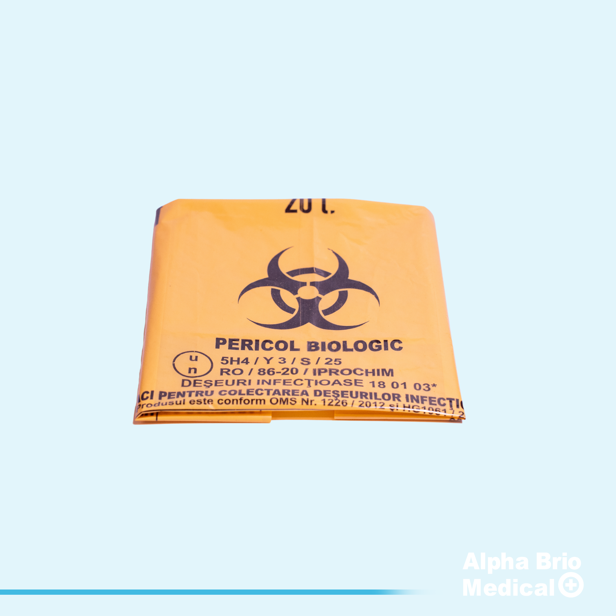 Saci galbeni 20 L “Pericol Biologic” pentru deseuri infectioase