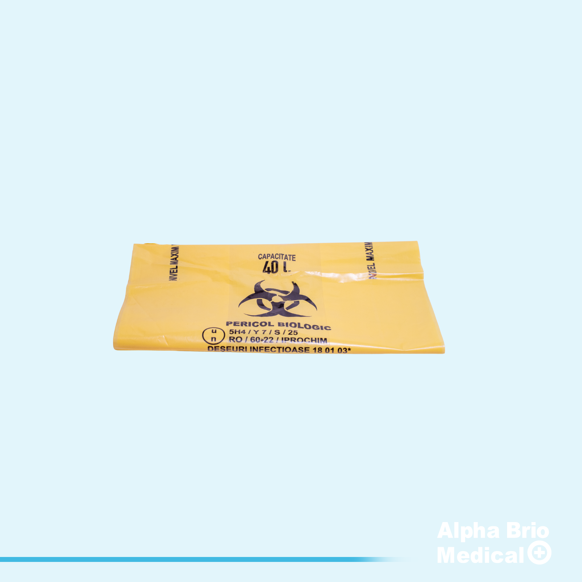 Saci galbeni 40 L “Pericol Biologic” pentru deseuri infectioase