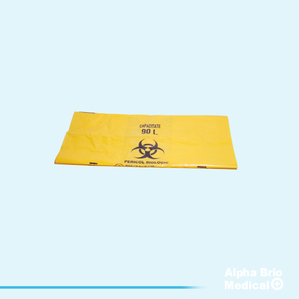 Saci galbeni 90 L “Pericol Biologic” pentru deseuri infectioase