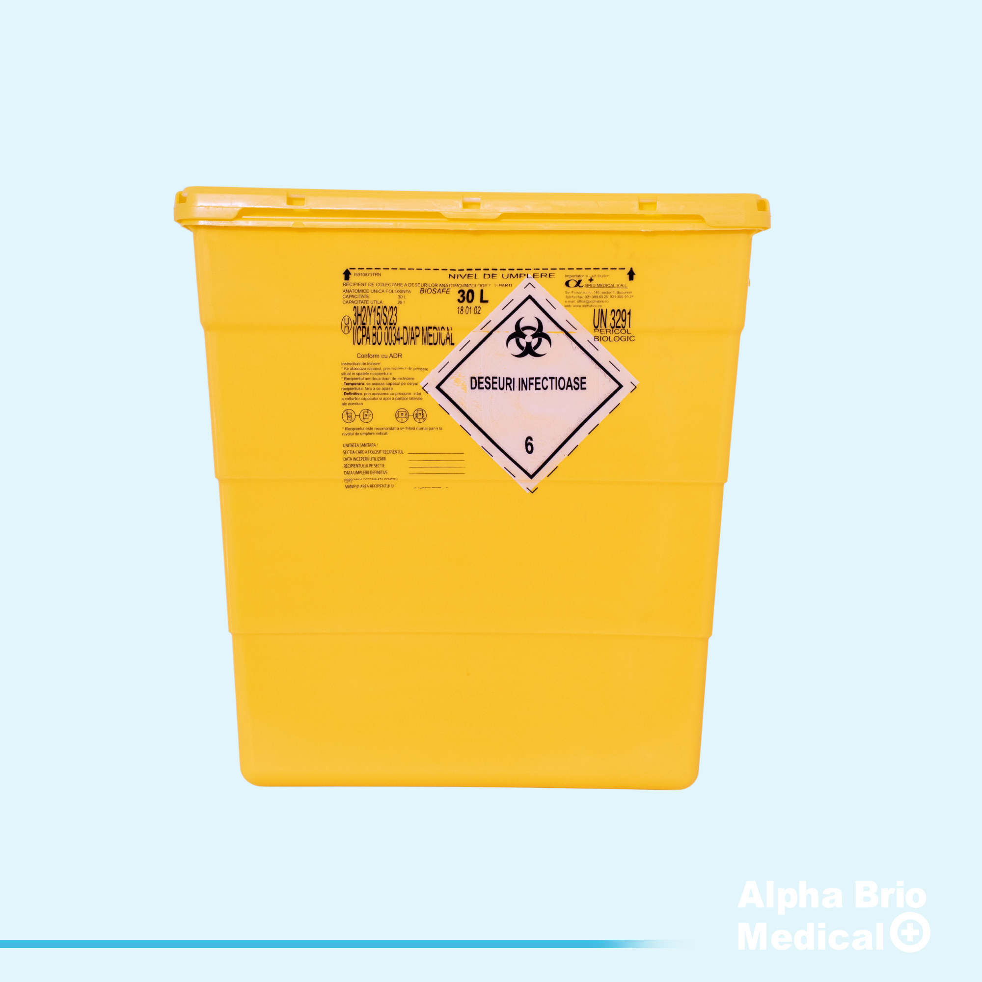 Recipient polipropilena 30 L pt anatomo-patologie si plasma BIOSAFE