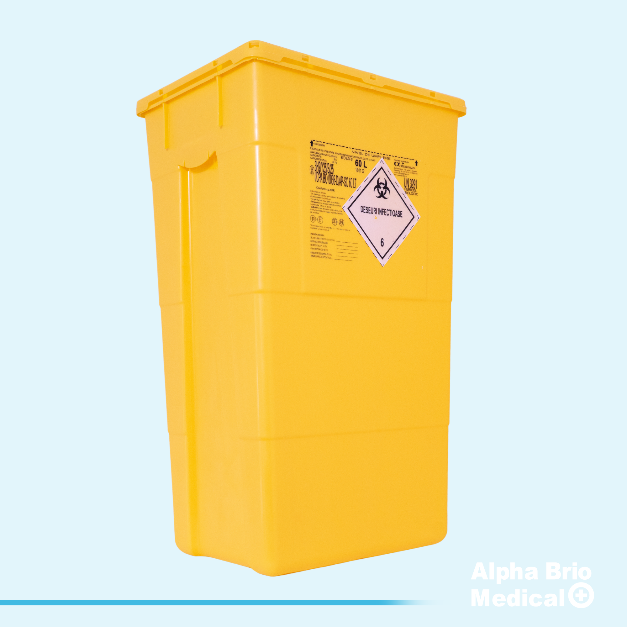 Recipient polipropilena 60 L pt anatomo-patologie si plasma BIOSAFE