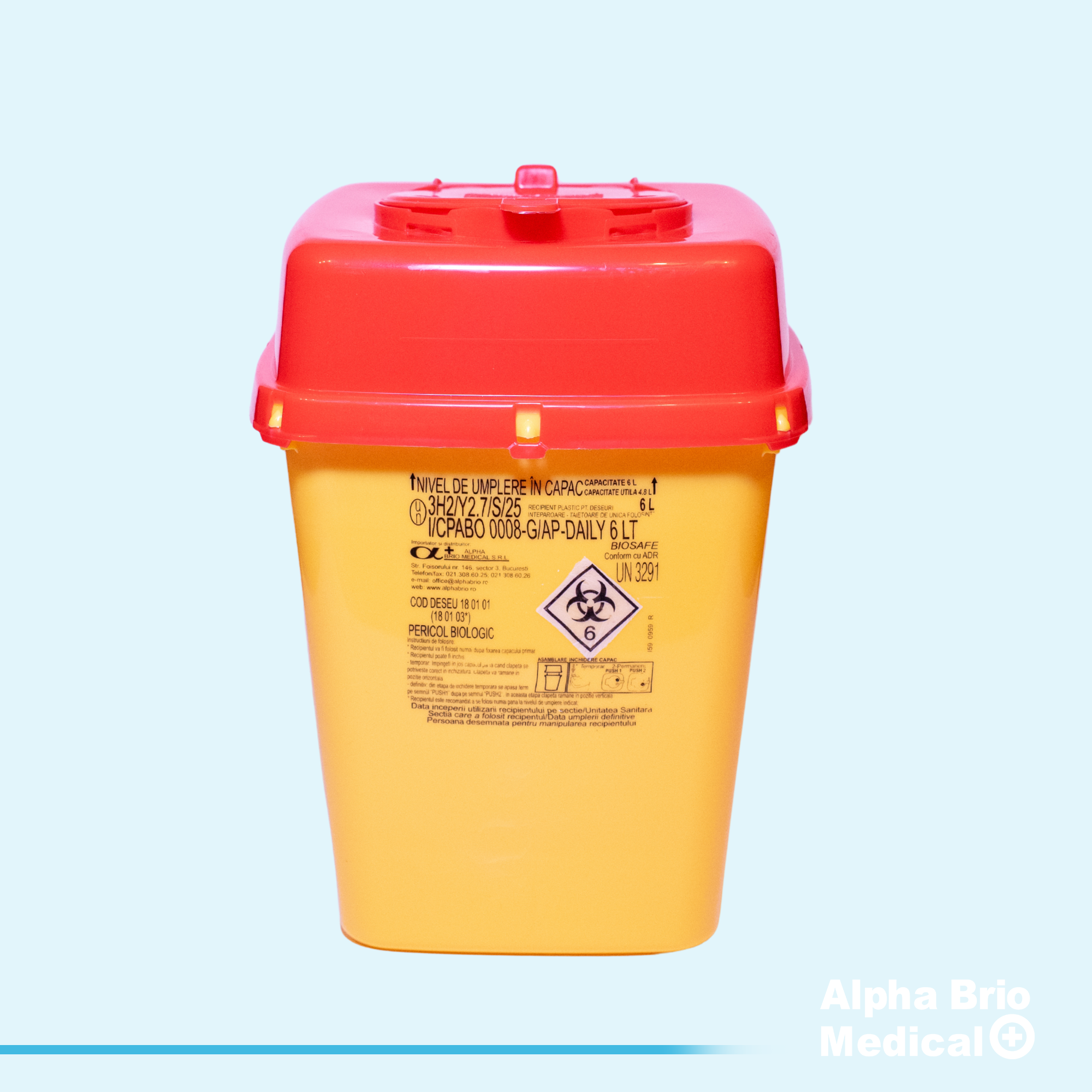 Recipient / Cutii polipropilena 6 L pt. intepatoare–taietoare BIOSAFE