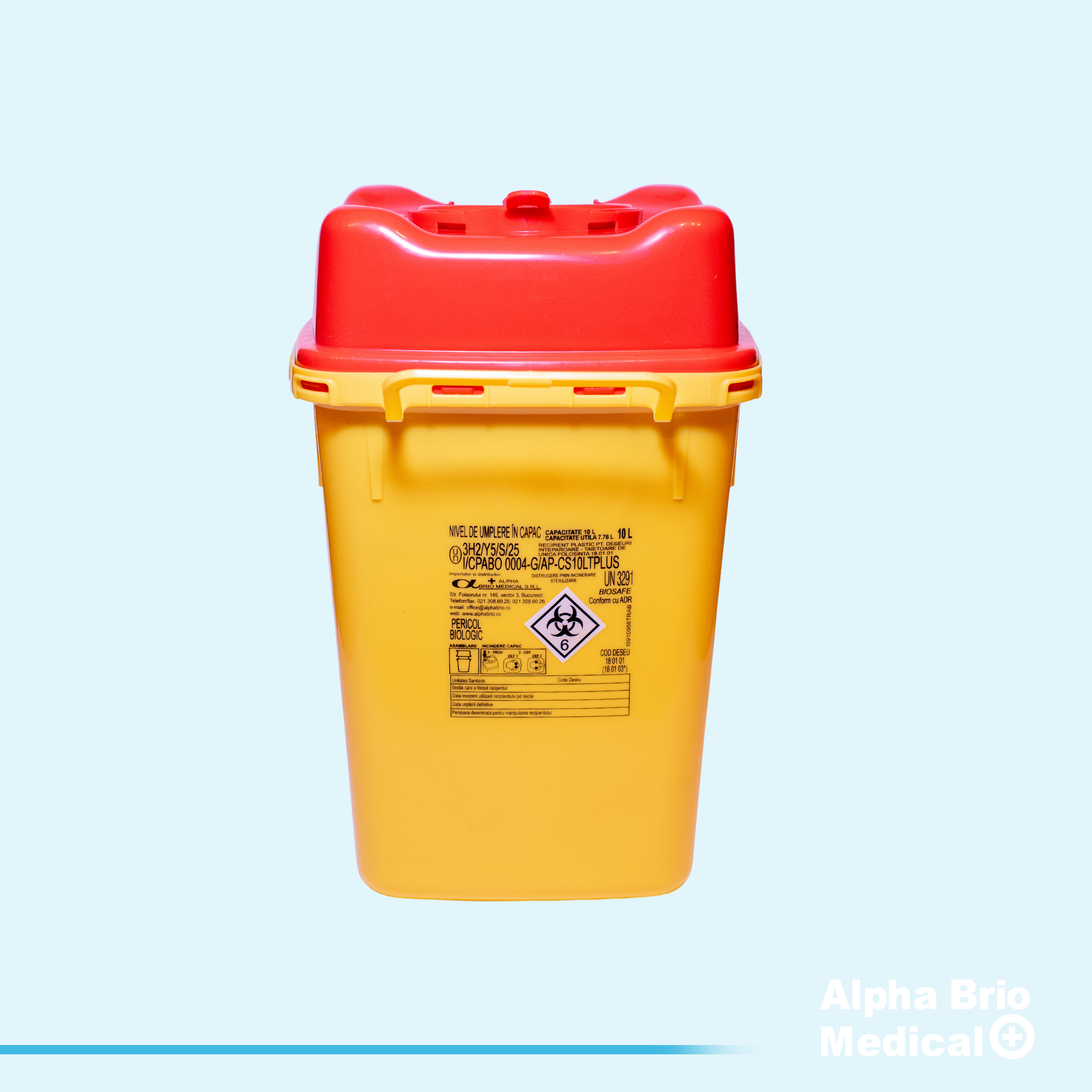 Recipient / Cutii polipropilena 10 L pt. intepatoare–taietoare BIOSAFE